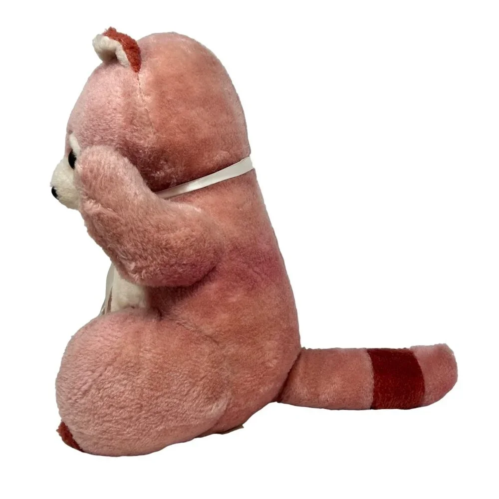 Vintage Ace Novelty Co. Pink Maroon Raccoon Plush Stuffed Animal Toy 12